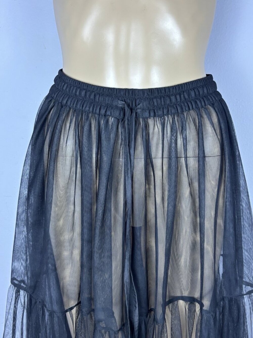 Black Tulle Maxi Skirt Sheer Women’s Sz XL Goth Vampire Witchy Dark Fantasy - Picture 3 of 6